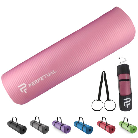 PERPETUAL Yoga and Pilates Mat 10/15 mm – Non-Slip Mat – with Strap and Carry Bag – Thick and Foldable Mat – Men/Women – Gym, Fitness and Exercises – Home Gym