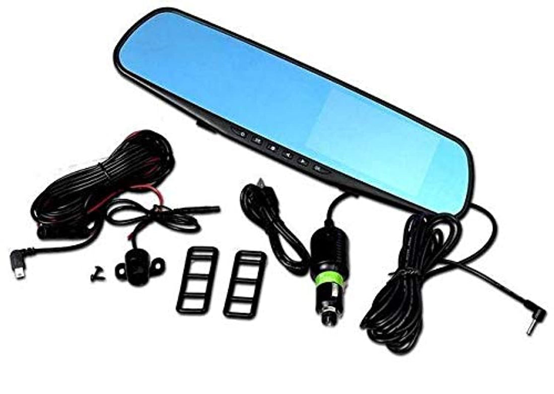 Dvr Rear-View Mirror with 2 Cameras 1080P Auto Video Recorder Dual Lens-4.3in
