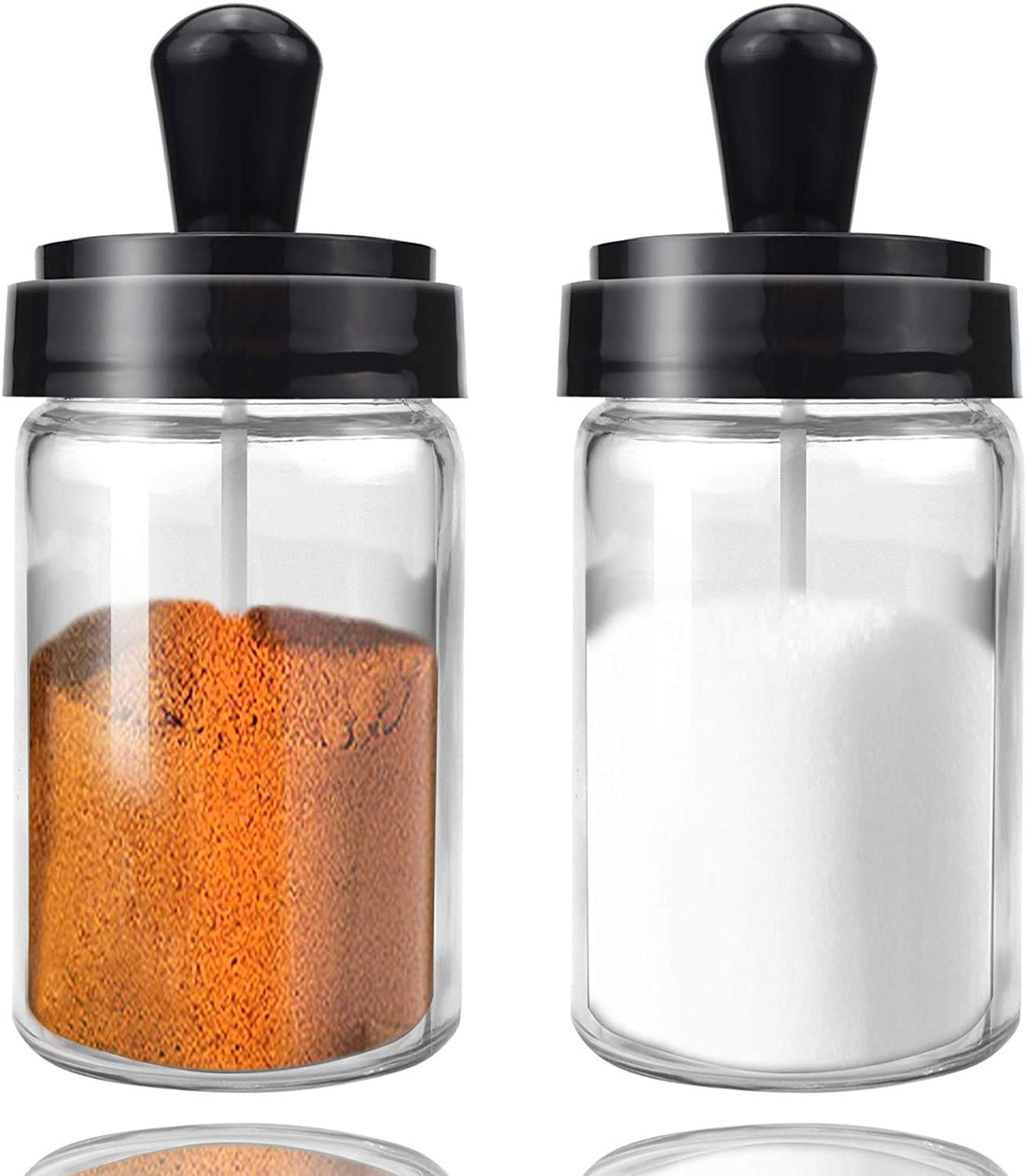 Borosilicate Glass Spice Jar with Spoon, Minimalist Style, Pack of 2 (250 ML)