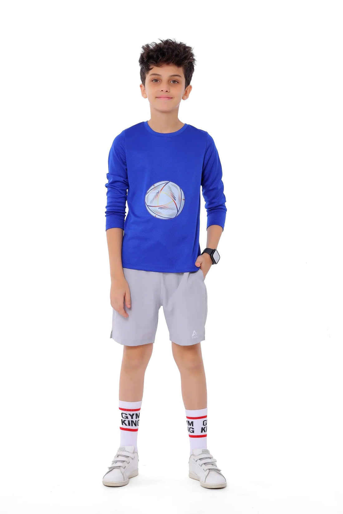 Boys Blue Volleyball Long Sleeve T-Shirt – Sporty Athletic Top
