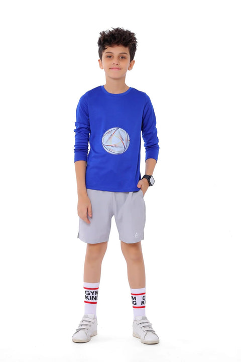 Boys Blue Volleyball Long Sleeve T-Shirt – Sporty Athletic Top
