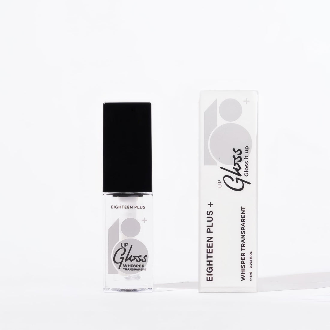 Lip Gloss Whisper Transparent, 6ml, with Hyaluronic Acid, Lightweight Non-Sticky Moisturising Formula