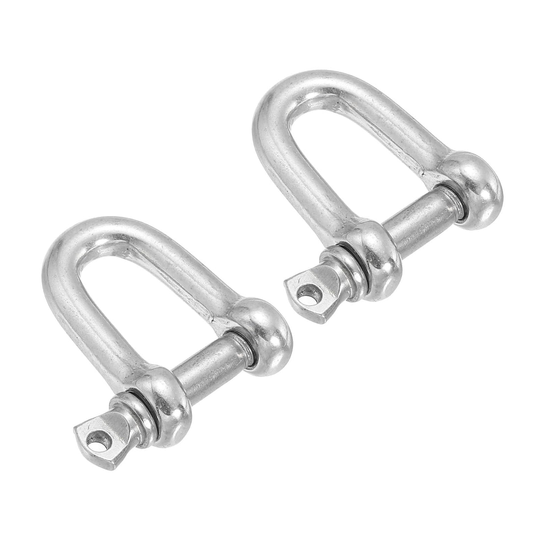 PATIKIL 1/4" / 6mm Screw Pin Shackle, 2Pcs M6 Stainless Steel D Ring Shaped Screw Shackles for Heavy Lifting Chains Outdoor Camping, Silver Tone