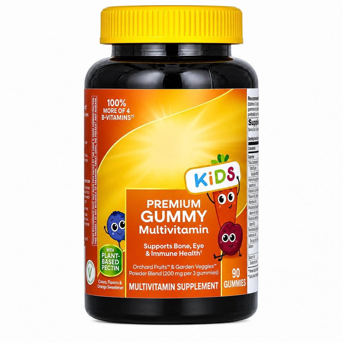 Candy Shaped Kids Multivitamin, 90 Chewable Tablets, with Handy Pill Box, Lab Tested, Gluten Free, Soy Free, Vegan Friendly