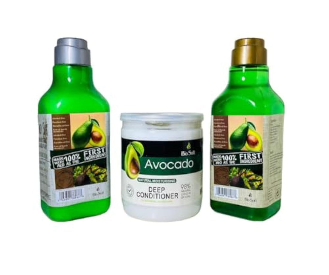 BIO SOFT HAIR SET AVOCADO HAIR CURLY SHAMPOO CONDITIONER & BATH