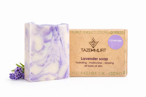 Tazemmurt Lavender Soap 120g – Handmade Natural Soap Bar – Hydrating & Moisturizing – Relaxing Lavender Scent – Suitable for All Skin Types