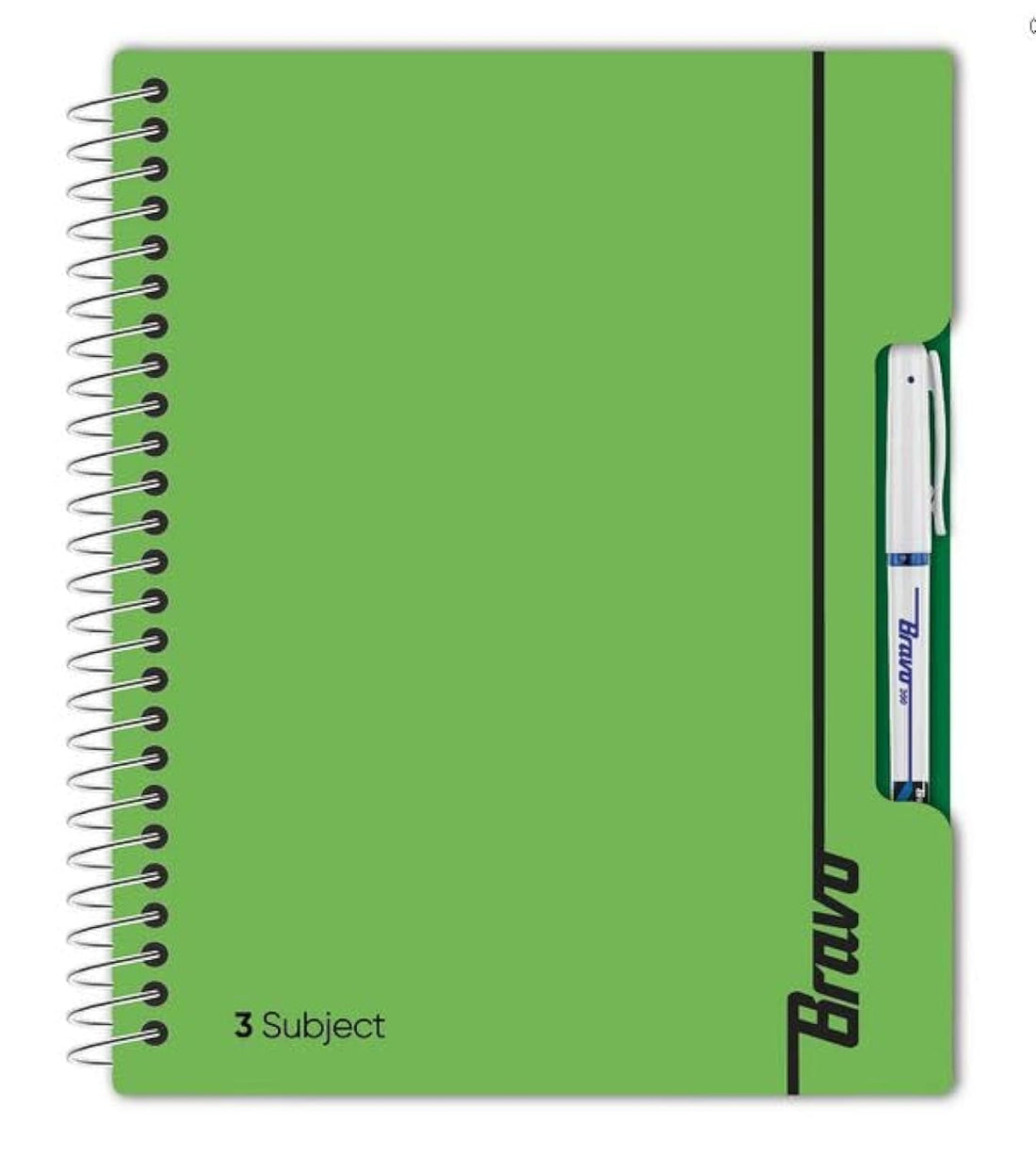 Bravo New Three Subject Notebook, 126 Sheets, 27.3 cm x 19.8 cm Size, Green