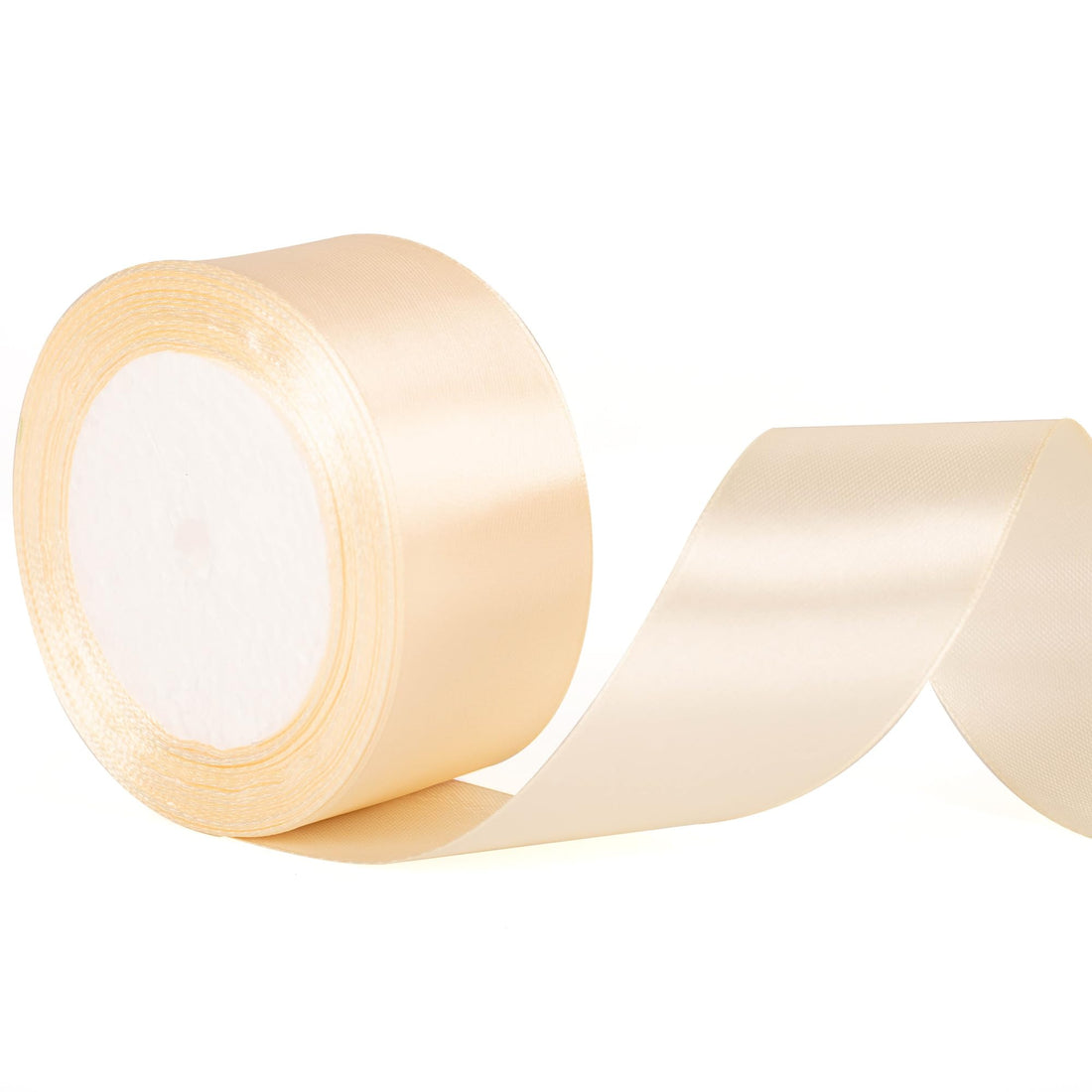 JAZZEEL Ivory Cream Satin Ribbon Roll, Wide 50mm x 22m Thick Fabric Spool for Elegant Wedding Decoration, Bouquet Wraps, Luxury Gift Wrapping, and Sophisticated Crafting