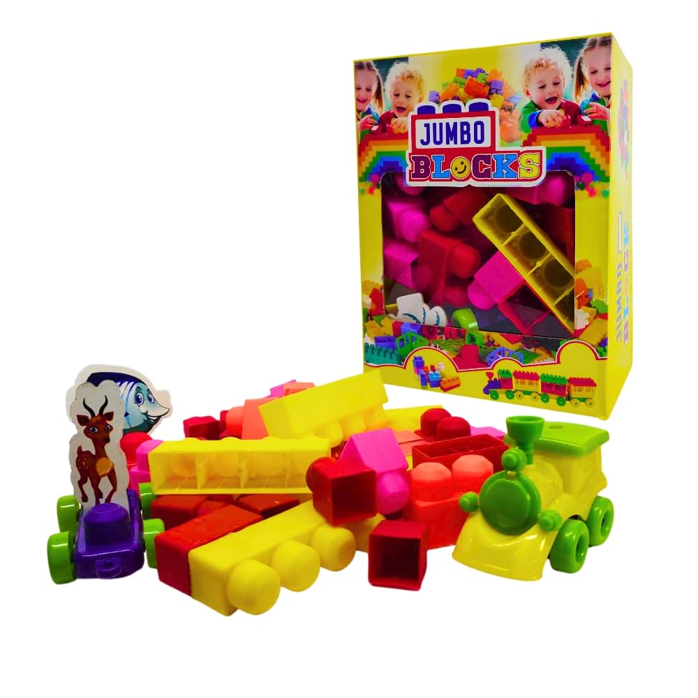 Jumbo Blocks for Kids, Colorful Building Toys Set, Large Building Blocks with Wheels to Give You Different Designs Like Cars and Trains