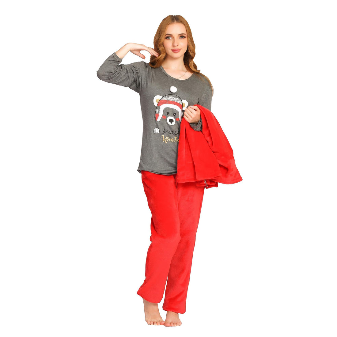 3-piece winter pajamas that offer elegance, luxury, and beauty, in addition to the warmth you are looking for during the winter.