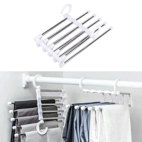 Polly Online Generic Stainless Steel Pants Hangers Trousers Rack Closet Hangers Jeans Clothes Organizer Folding Storage Rack Trousers Hangers Space Saving