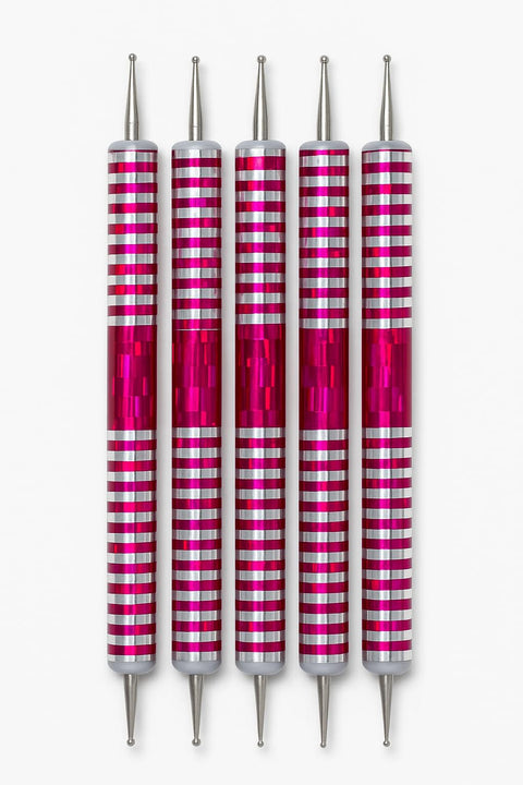 5 Pcs Nail Art Dotting Tools Set – Double-Ended Nail Art Pens for Painting, Marbleizing, and DIY Nail Designs – Metal & Acrylic Dotting Pens – Manicure Nail Art Accessories for Salon & Home