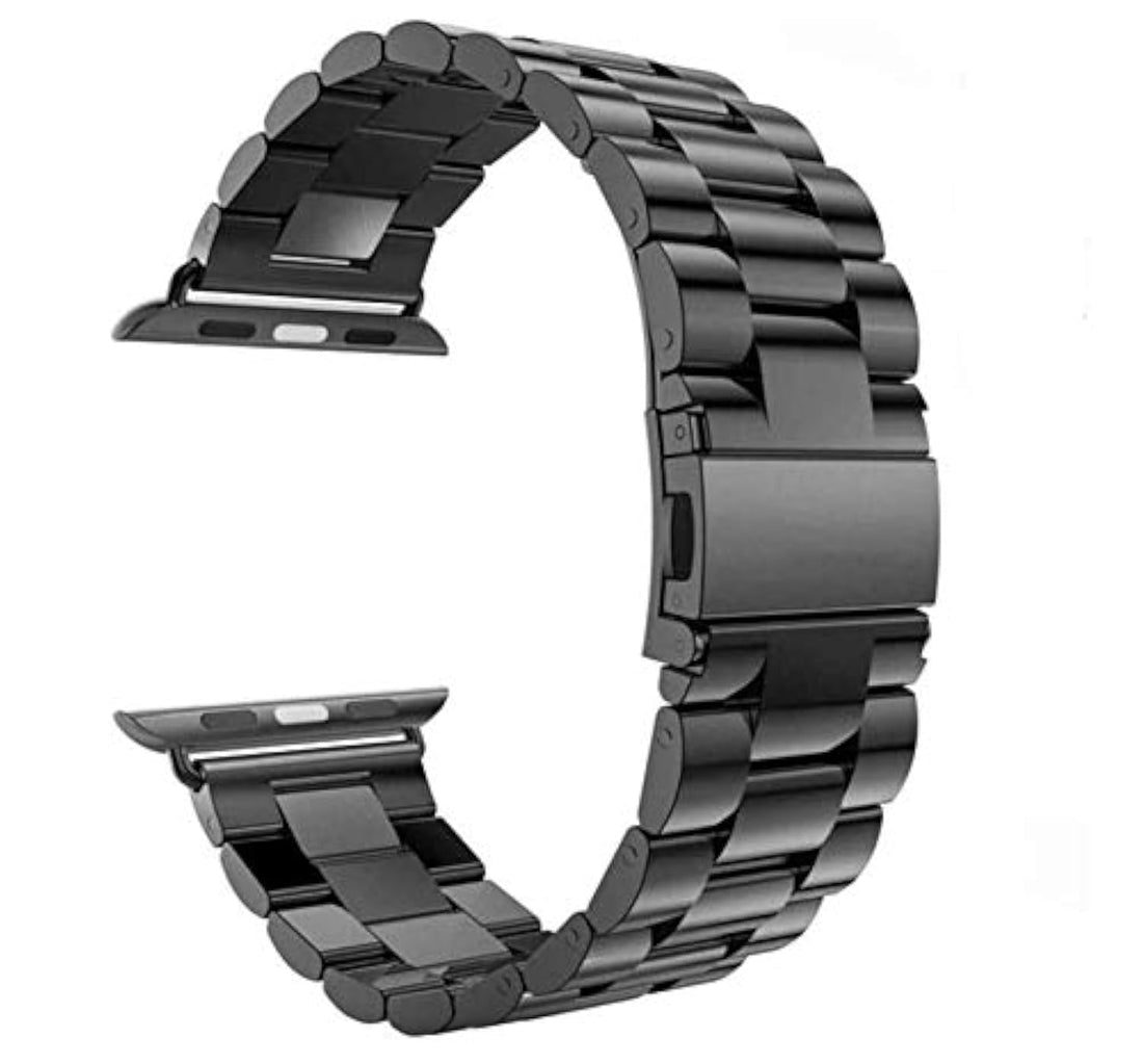Band Compatible with Apple Watch Band 38mm 40mm, Stainless Steel Metal Replacement Watchband Bracelet with Compatible with iWatch Series 1/2/3/4 (Black, 38MM40MM)