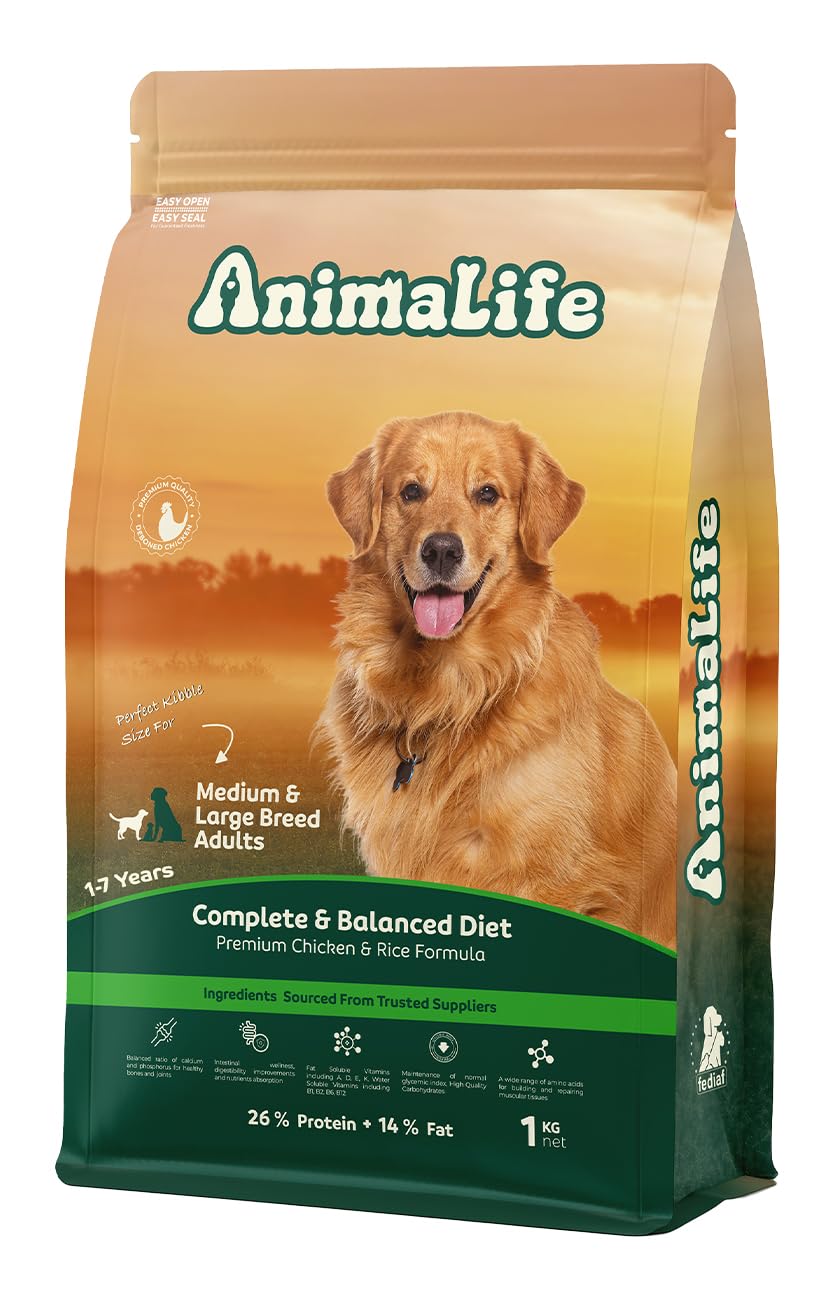 Medium/Large Breeds Adult Dogs (1-7 Years) Dry Dog Food, Chicken Flavor, 1 KG