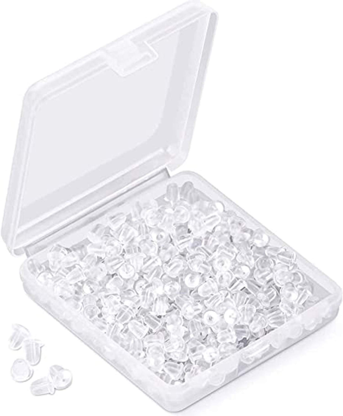 DELFINO Silicone Clear Earring Backs, Soft Clear Ear Safety Hypoallergenic Back Pads, Backstops Bullet Clutch Stopper Replacement for Fish Hook Earring Studs Hoops Diameter 4mm (500PCS)2, SKO-7594