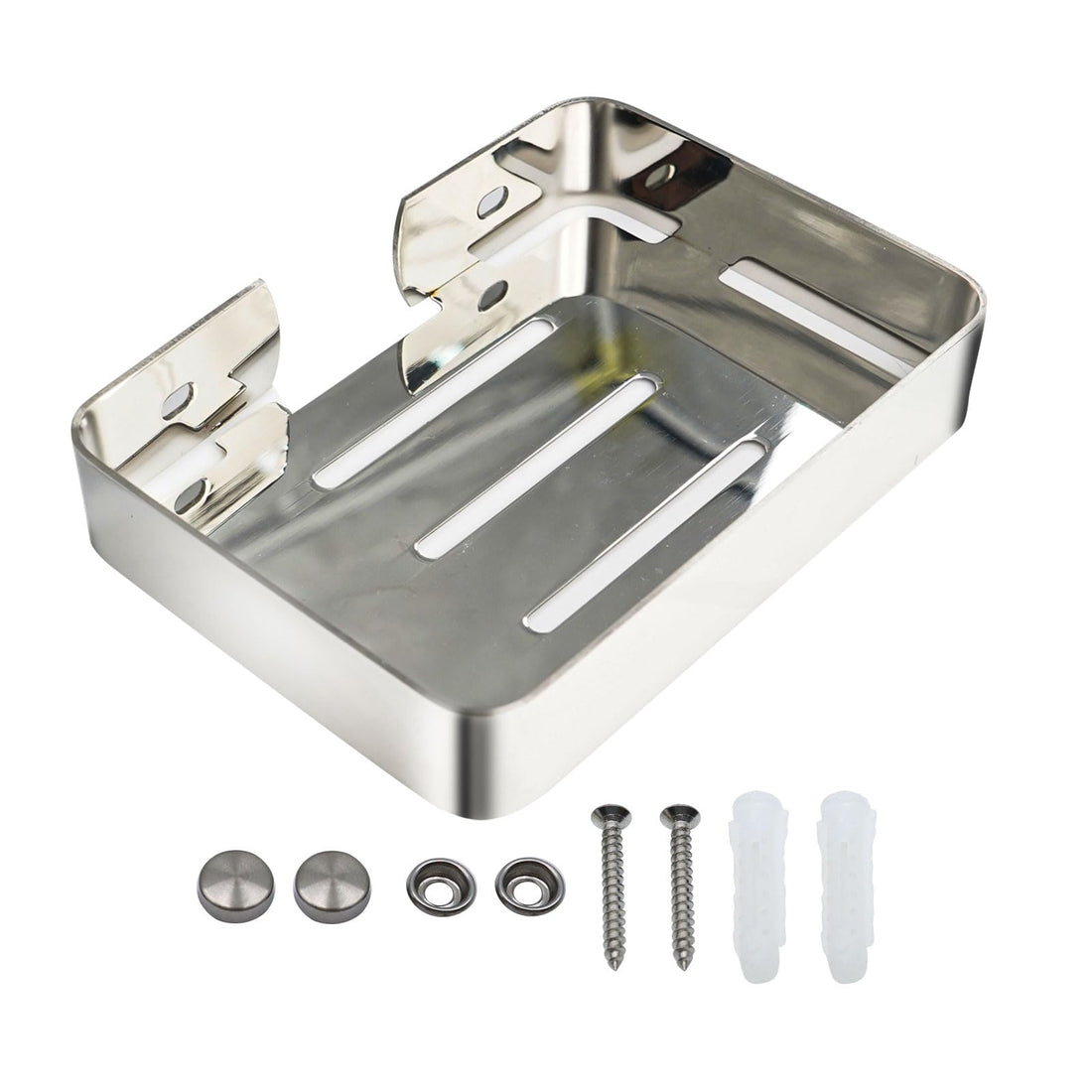 Wall Mount Soap Dish Stainless Steel Bar Soap Holder with Screws,Sturdy Soap Dishes for Bar Soap Sponge, Stylish Soap Dish for Shower Bathroom Kitchen Sink, Polish Silver