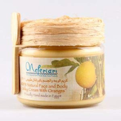 Nefertari Face and Body Cream with Orange in Glass Jar