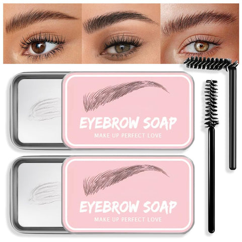 BINGBRUSH Eyebrow Soap Kit, 2Pcs/Set Wax for Combing Eyebrow Freezing, Waterproof Long Lasting Eyebrow Enhancer Shaping Clear Tint Gel, Makeup Balm for Eyebrow