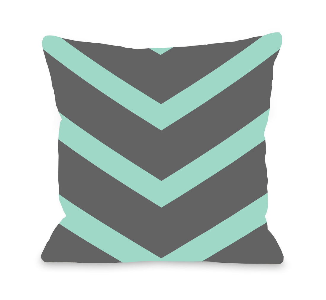 Isabella Reversible Chevron Throw Pillow Cover by OBC, 18"x 18", Turquoise/Gray