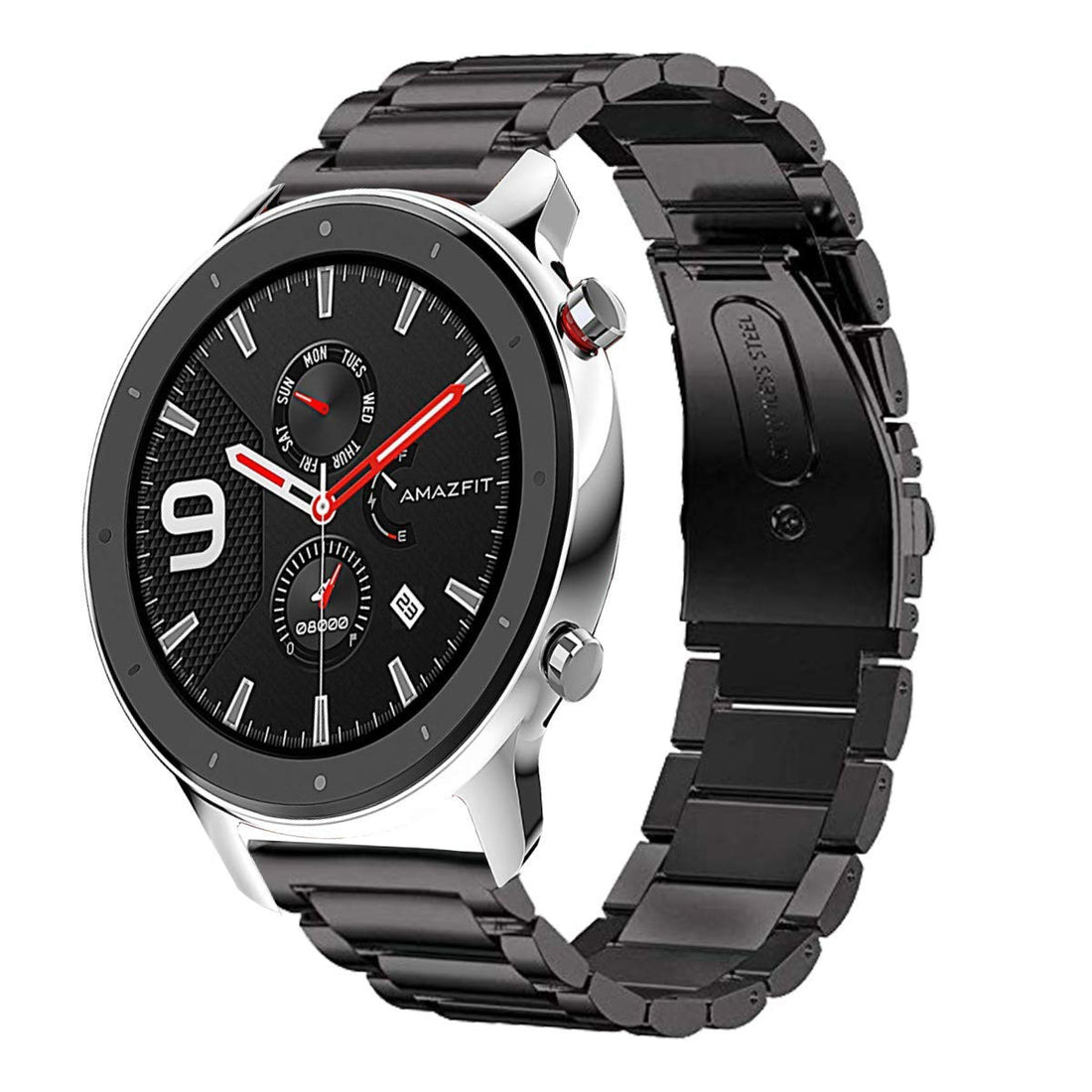 @ccessory Band Compatible with Amazfit GTR 47mm, 22mm Stainless Steel Quick Realese Watch Strap for Amazfit Nexo/Stratos/Stratos + / Pace Smartwatch
