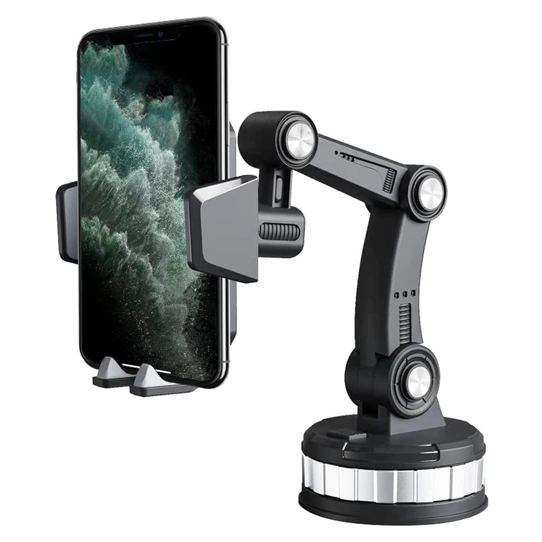ALXK Car Phone Holder Mount [Military-Grade Super Suction & Stable] Universal Hands-Free Cell Phone Holder for Car Dashboard Windshield Car Mount for iPhone Samsung All Smartphones & Cars, Black