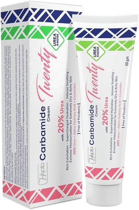 Hepta Carbamide Twenty Cream – Deep Moisturizing Cream with 20% Urea for Very Dry & Rough Skin – 50 gm
