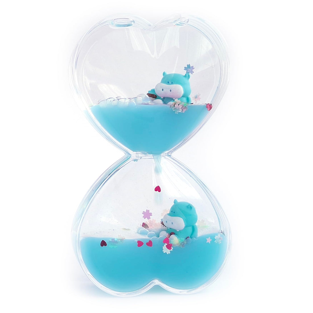 Water Hourglass Water Clock Timer Attractive Home Office Decor - Relaxing and Calming Toy, Liquid Motion Drop Timer - Best Gift Idea Gift Idea for Adults & Kids - Two Opposite Hearts (Green)