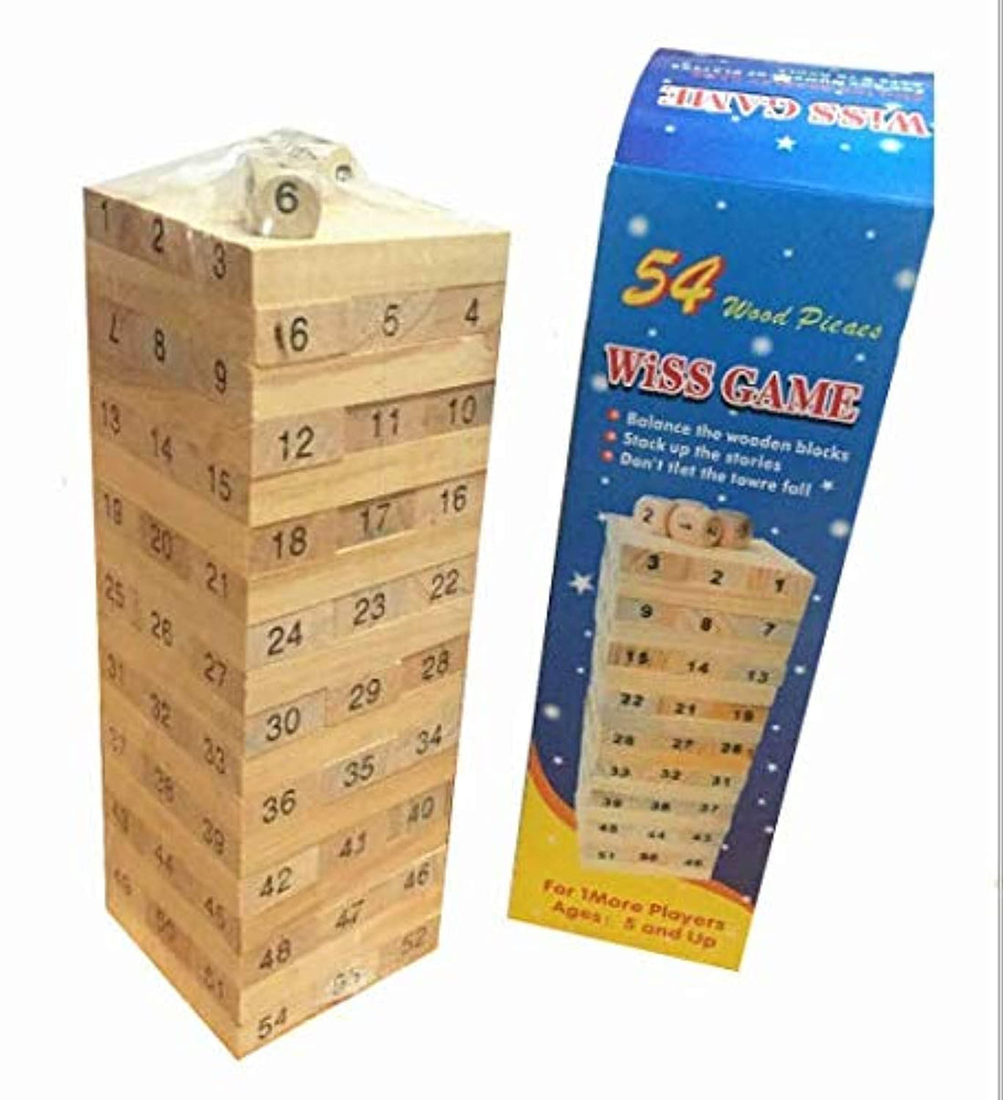 Timber Tower Wood Block Stacking Game Number Match Playset