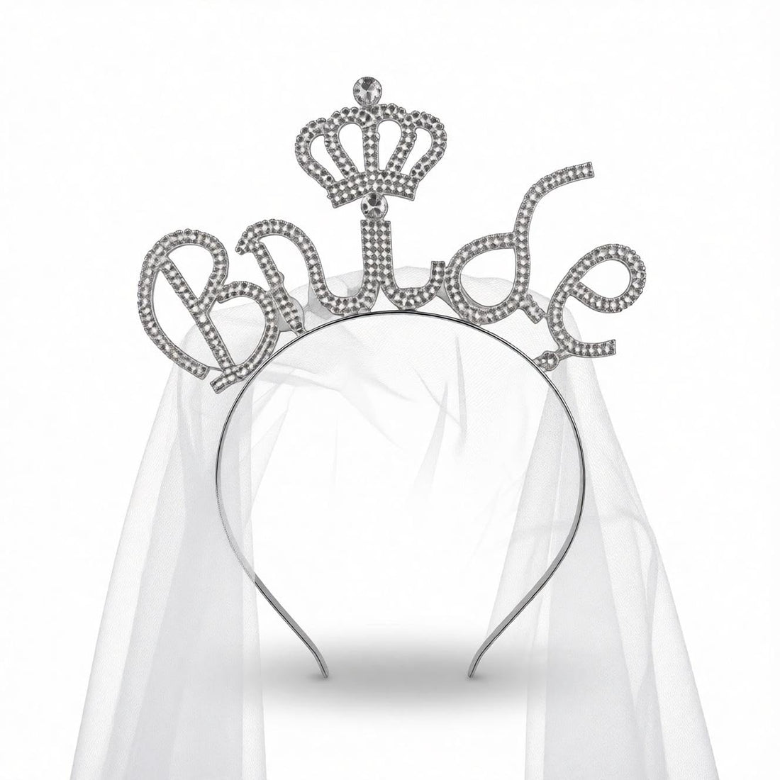 Bridal Crown with Veil - Delicate Pearl and Crystal Headband for Wedding, Bachelorette Night, and Bridal Photo Sessions (styel 15)