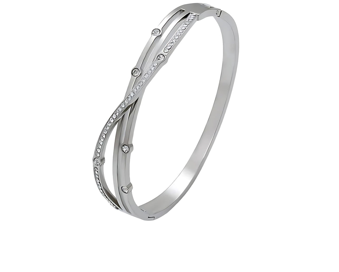 Bracelet K o k i t a Zirconia And Cristal Bangle and Style Gift For Women Birthday Christmas Party Summer Holiday Fashion Day Valentine's Day - Stainless Steel 18K gold Plated