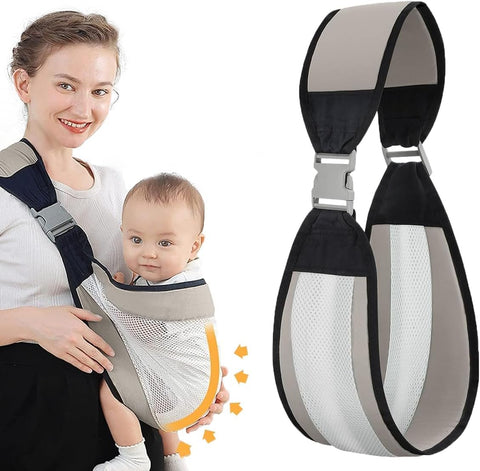 Sling Carrier, Carrier Newborn to Toddler, Baby Wrap Carrier, Newborns & Toddlers, Adjustable Baby Holder Carrier, Half Wrapped Sling Hip Carrier, One Size Fits All (Grey)