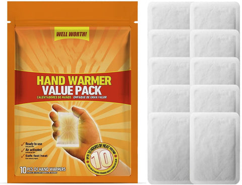 10pcs Hand Warmer Value Pack, Hand Warmers Disposable Air Activated Generise Hand Warmer - Long Lasting Constant Heat Perfect for Cold Weather - Up to 10 Hours of Heat