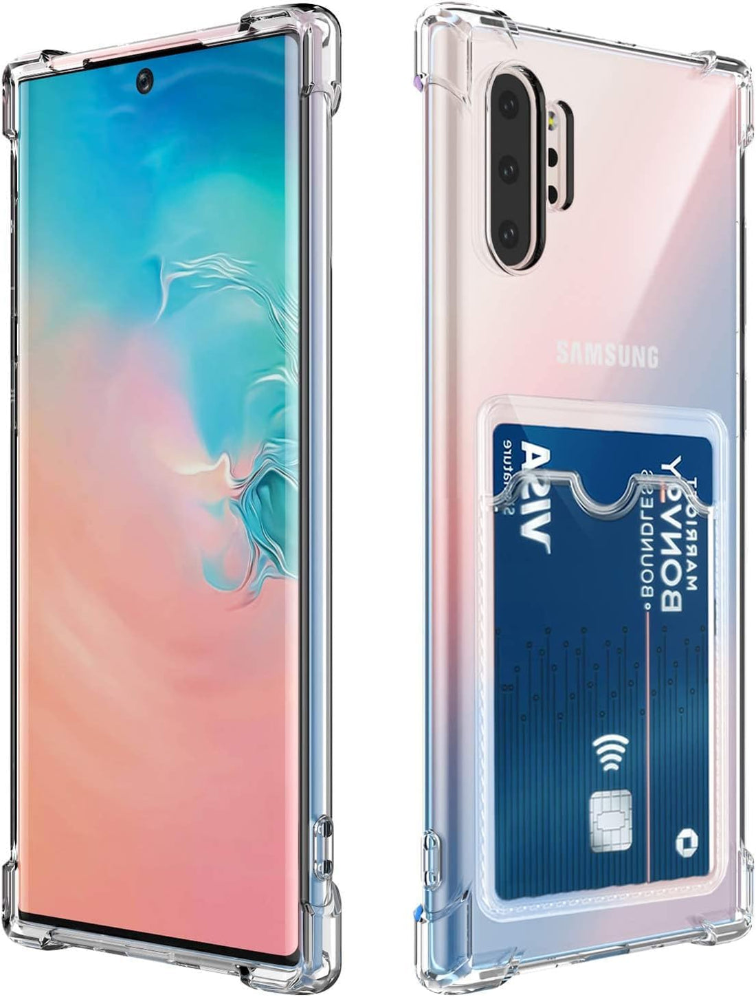 Case Compatible with Samsung Galaxy Note 10 Plus with Card Holder, Soft TPU Protective Slim Cover Anti-Scratch Shockproof Protective Phone Case for Samsung Galaxy Note 10 Plus - Clear