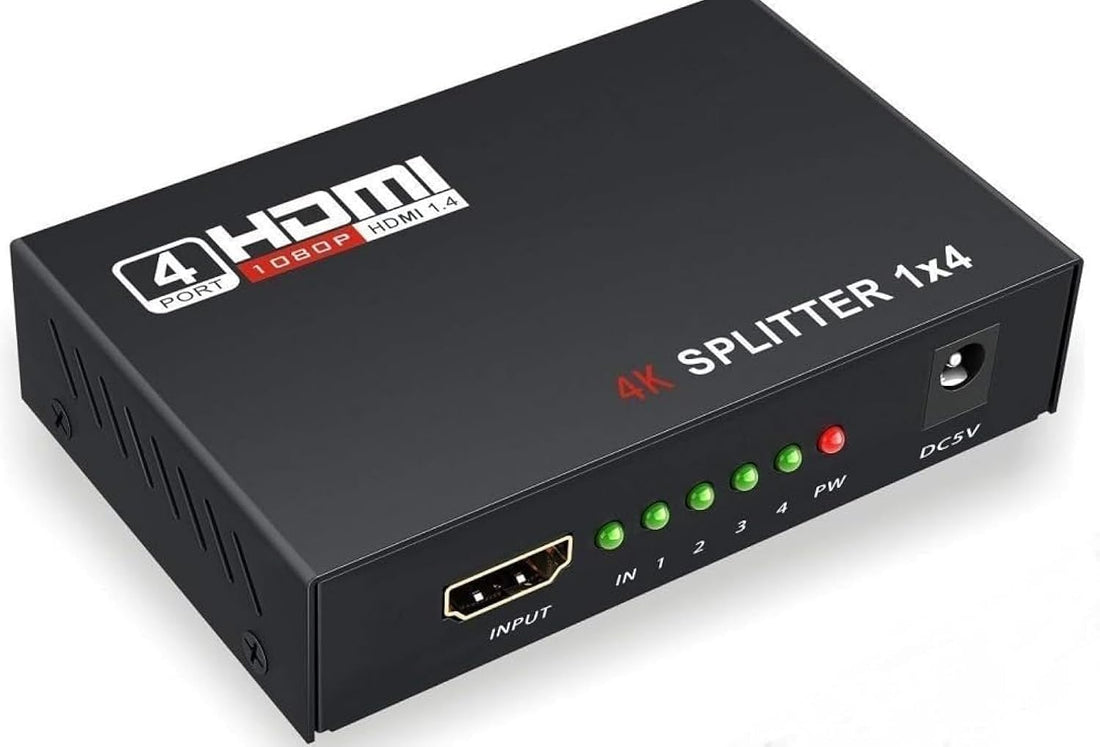 1x4, hdmi splitter 1 in 4 out, hdmi splitter supports full hd1080p 4k and 3d, compatible with xbox ps3/4 roku blu-ray player hdtv (included...