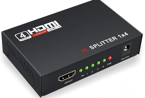 1x4, hdmi splitter 1 in 4 out, hdmi splitter supports full hd1080p 4k and 3d, compatible with xbox ps3/4 roku blu-ray player hdtv (included...