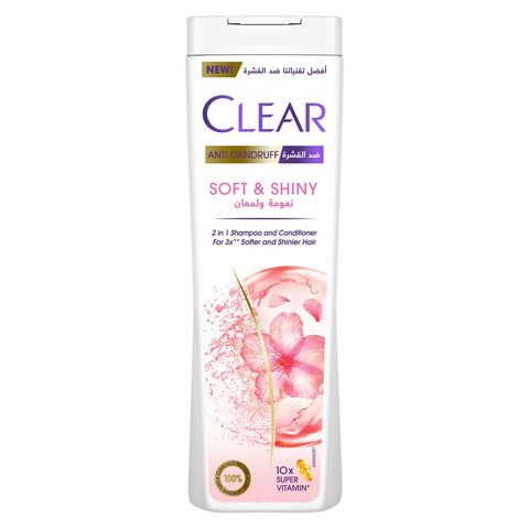 CLEAR Anti Dandruff 2IN1 Shampoo and Conditioner Soft & Shiny, for 3X softer and shiner hair, 360ML