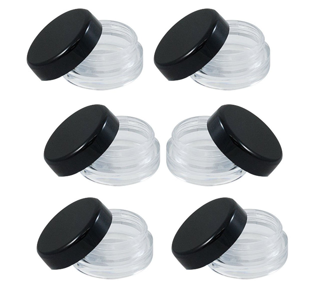 3 Gram 3 ML Jar BPA Free Cosmetic Sample Empty Plastic Container Round Pot with Black Screw Cap Lid Small Tiny 3g Bottle for Make Up Eye Shadow Nails Powder Paint Jewelry (25PCS)