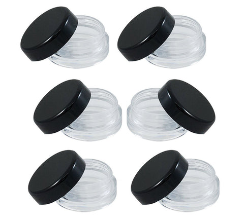 3 Gram 3 ML Jar BPA Free Cosmetic Sample Empty Plastic Container Round Pot with Black Screw Cap Lid Small Tiny 3g Bottle for Make Up Eye Shadow Nails Powder Paint Jewelry (25PCS)