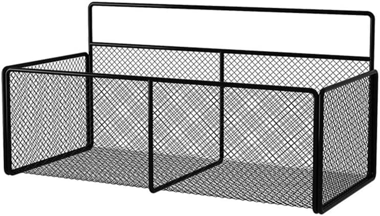 Metal Mesh Hanging Shower Shelf No Drill Rust Resistant Black Bathroom Organizer for Toiletries and Accessories Storage Caddy Rack 35 x 14 CM