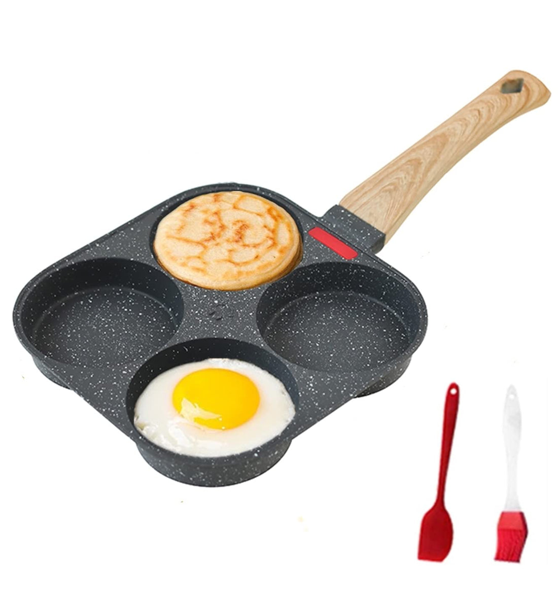 Omelette Frying Pan Non Stick Divided 4 Sections Size 16 Stone Aluminum