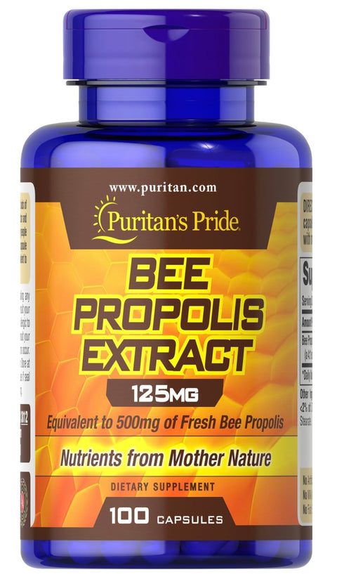 Puritan’s Pride Bee Propolis Extract, 125mg, Equivalent to 500mg Fresh Bee Propolis, Natural Antioxidant & Immune Support Supplement, 100 Capsules, Made in USA
