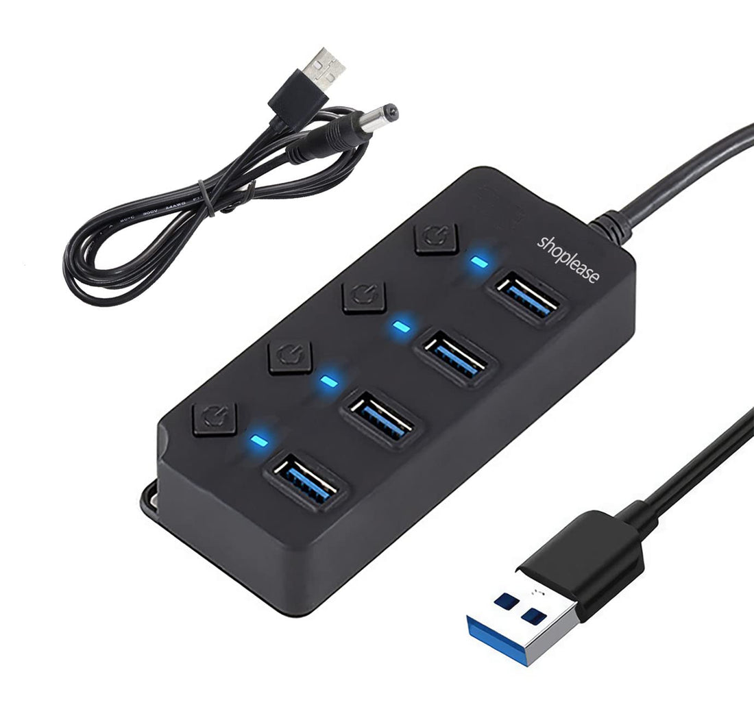 USB 3.0 Hub Ultra-thin USB splitter,4 port usb extension with Individual On/Off Switche,Portable Expansion Data Hub