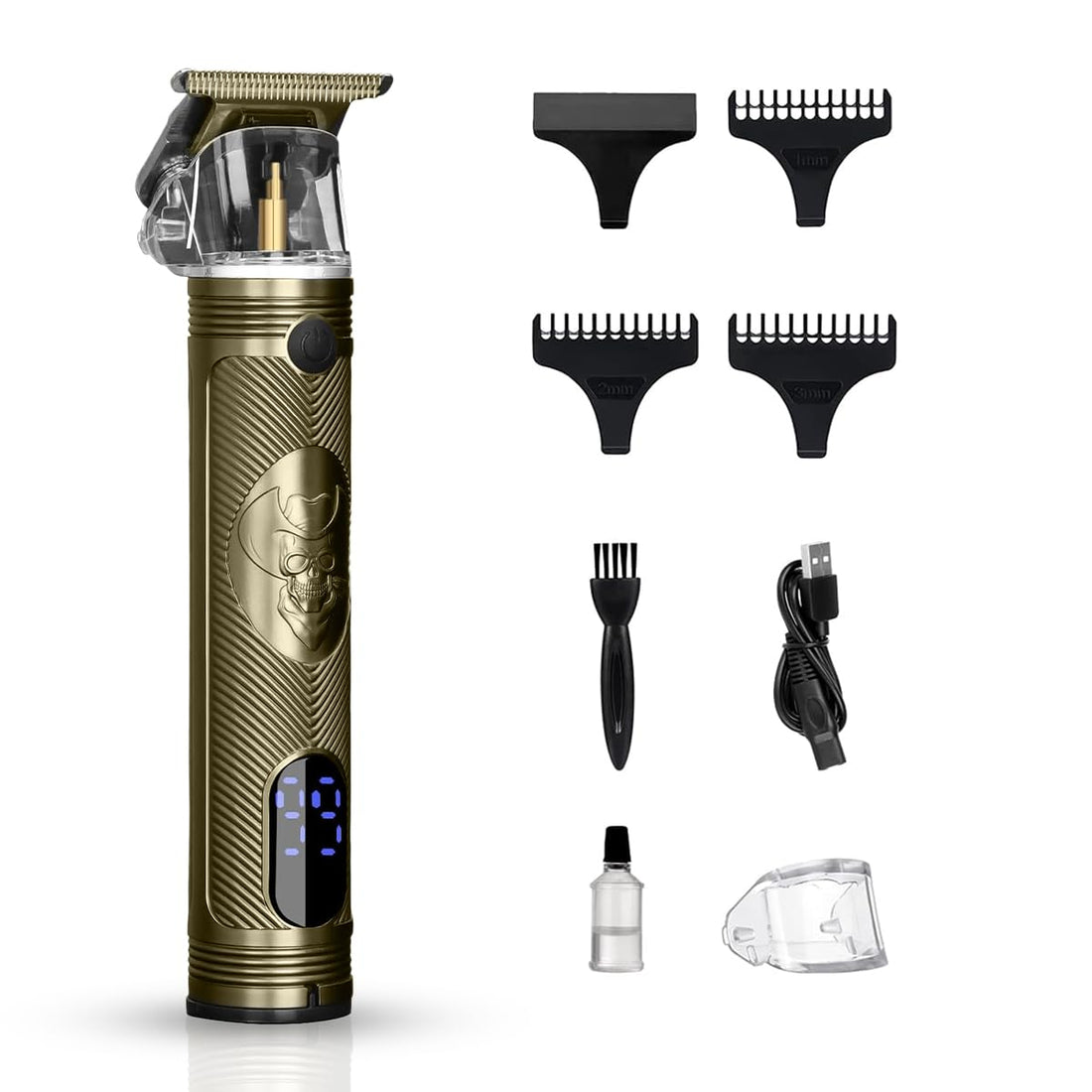hair trimmer for men vgr, Cordless/Corded, 180 Min Runtime, Precision Blade, Easy On/Off Button, LED Display, Convenient & Practical, V-228 (Pirate, Gold)