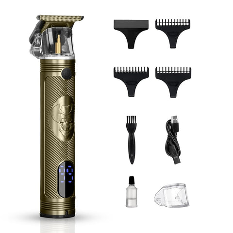hair trimmer for men vgr, Cordless/Corded, 180 Min Runtime, Precision Blade, Easy On/Off Button, LED Display, Convenient & Practical, V-228 (Pirate, Gold)