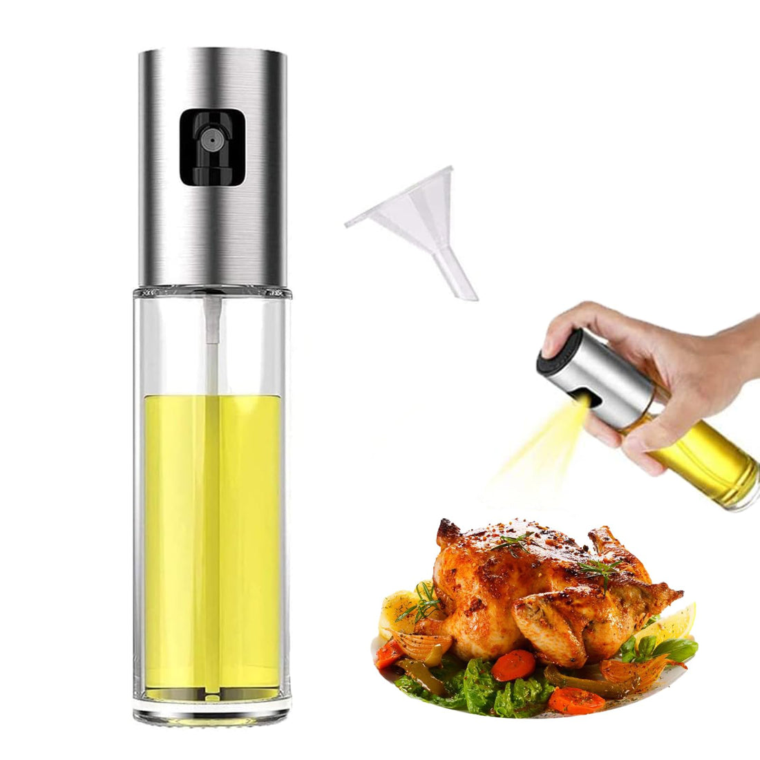 Oil Sprayer Dispenser, Oil spray bottle Vinegar Sprayer, Dressing Spray Grilling Olive Oil Glass Bottle 100ml, Kitchen Gadgets for Air Fryer Kitchen Cooking Salad Baking BBQ