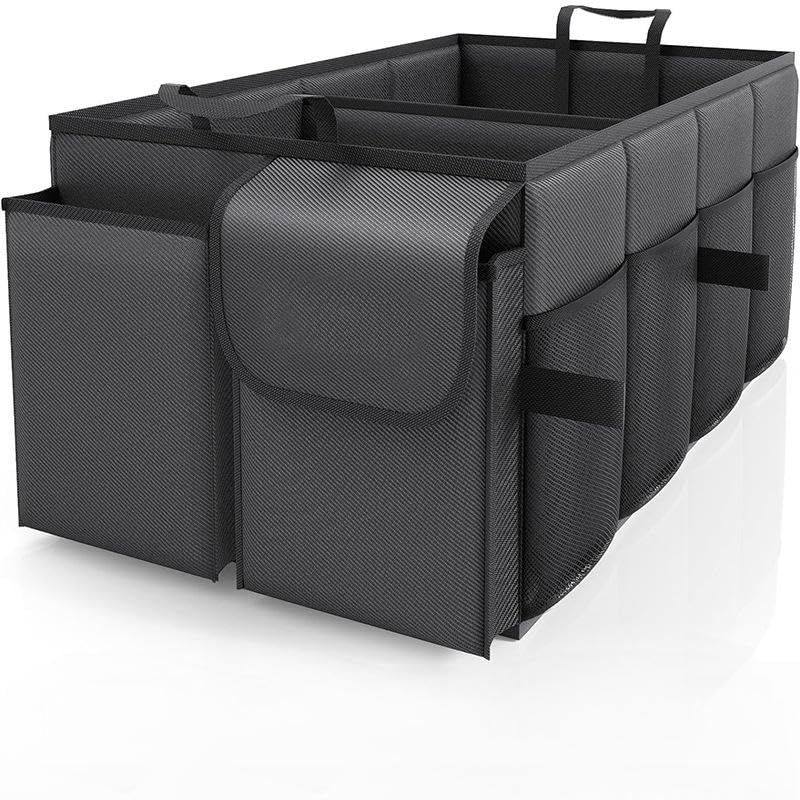 TECHZONE 46L Large-Capacity Waterproof Collapsible Car Trunk Organizer with Multiple Pockets – Heavy-Duty Oxford Storage Organizer for SUV, Sedan & Truck