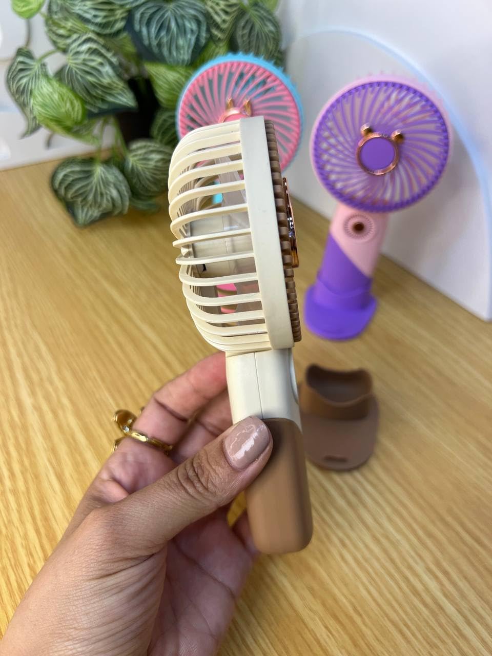 The Perfect All-Time Mini Fan, Lightweight and Portable, Used During Exams, Club, or Travel, Easily Charged via USB with Handy Stand (2 Pack)