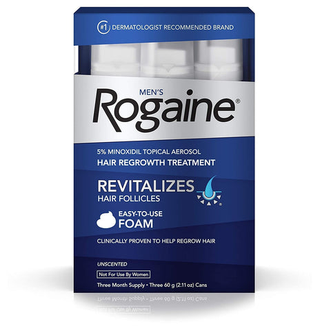 Men's Rogaine 5% Minoxidil Foam for Hair Loss and Hair Regrowth, Topical Treatment for Thinning Hair, 3-Month Supply