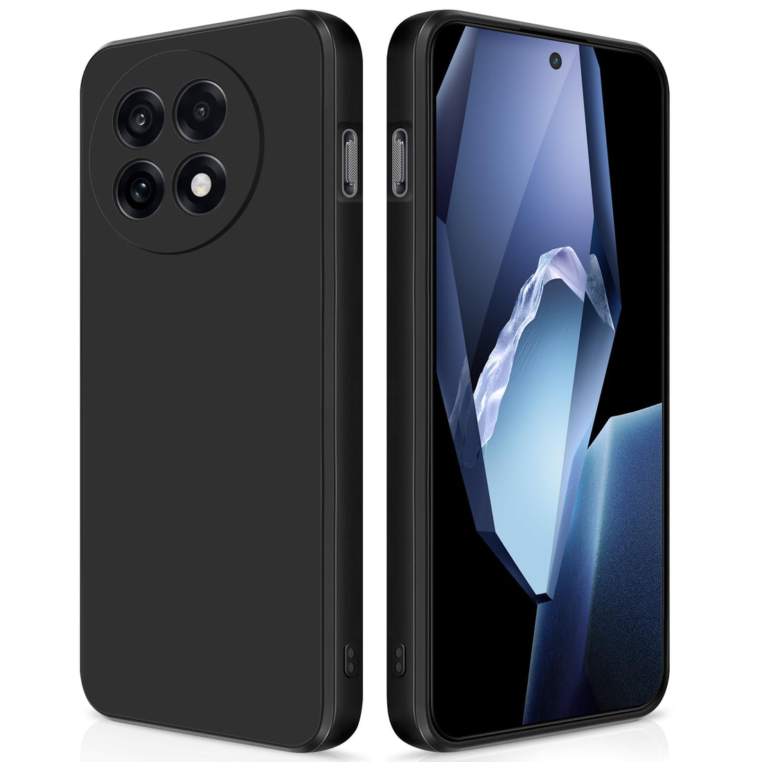 GiiYoon Cover for OnePlus 13R 5G Silicone Case, Shockproof Slim TPU Silicone Case with Inner Layer in Fiber and Camera Protection, Black
