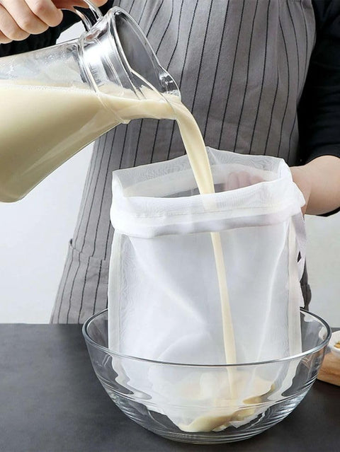 Premium Food Grade (45 * 30CM) Reusable Nut, Soy Milk Filter Bag – Fine Mesh Strainer for Almond Milk, Cold Brew, Juice & Yogurt – Unbleached Nylon Cheesecloth Bag for Kitchen Filtering (45 * 30CM)